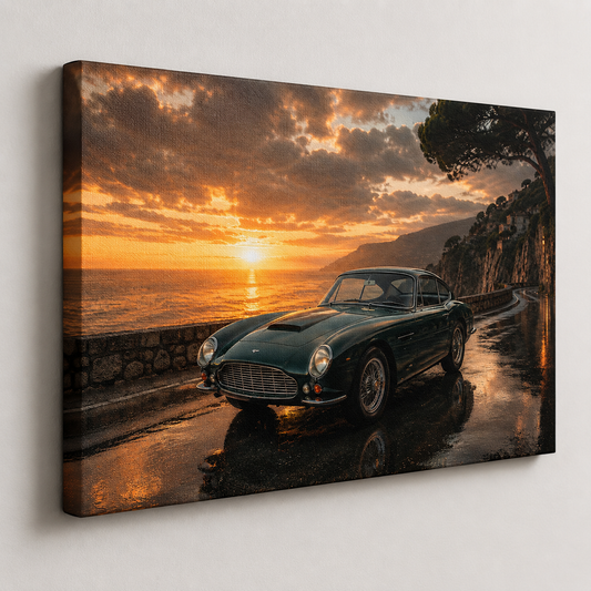Coastal Reverie classic car canvas print on a neutral wall