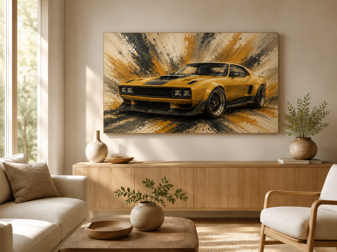 Mustard Motion muscle car canvas
