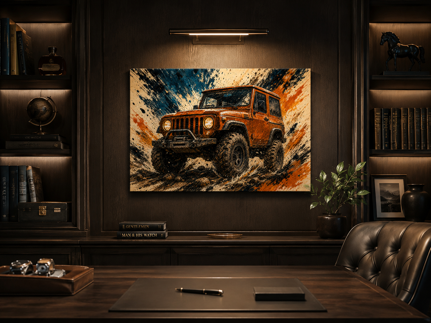 Trail Burst orange off-road canvas in a garage setting