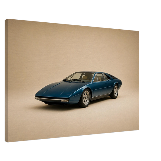 Blue Meridian minimalist retro sports coupe canvas showing gallery wrapped depth