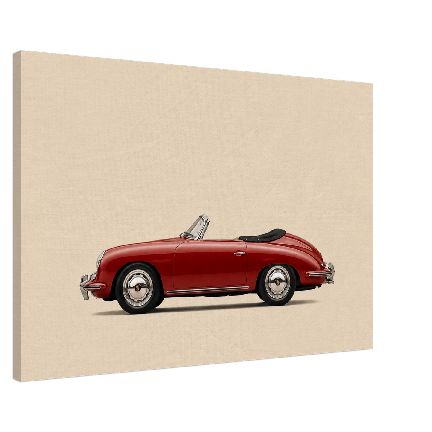 Crimson Roadster red classic roadster canvas with warm cream minimalist background