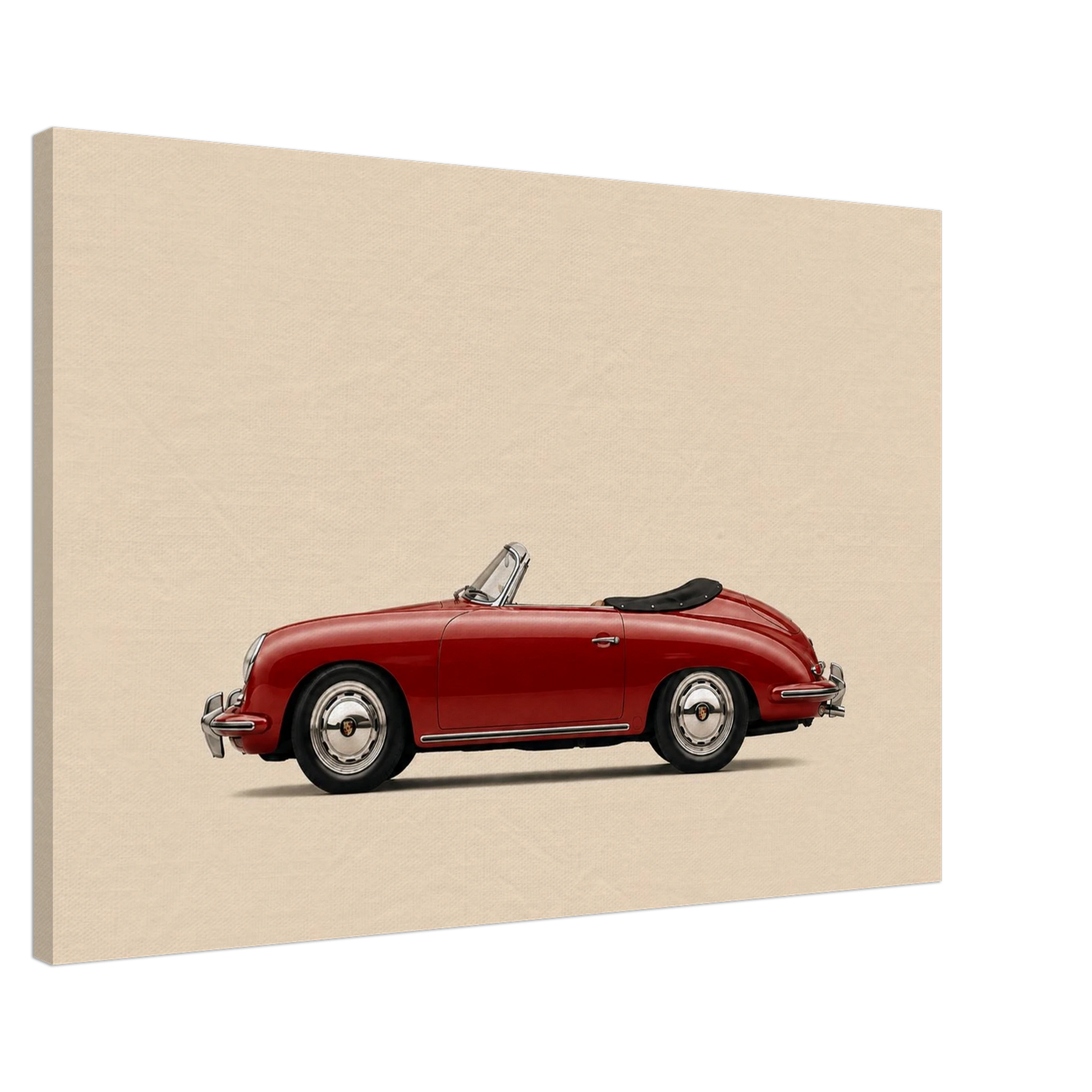 Crimson Roadster red classic roadster canvas with warm cream minimalist background