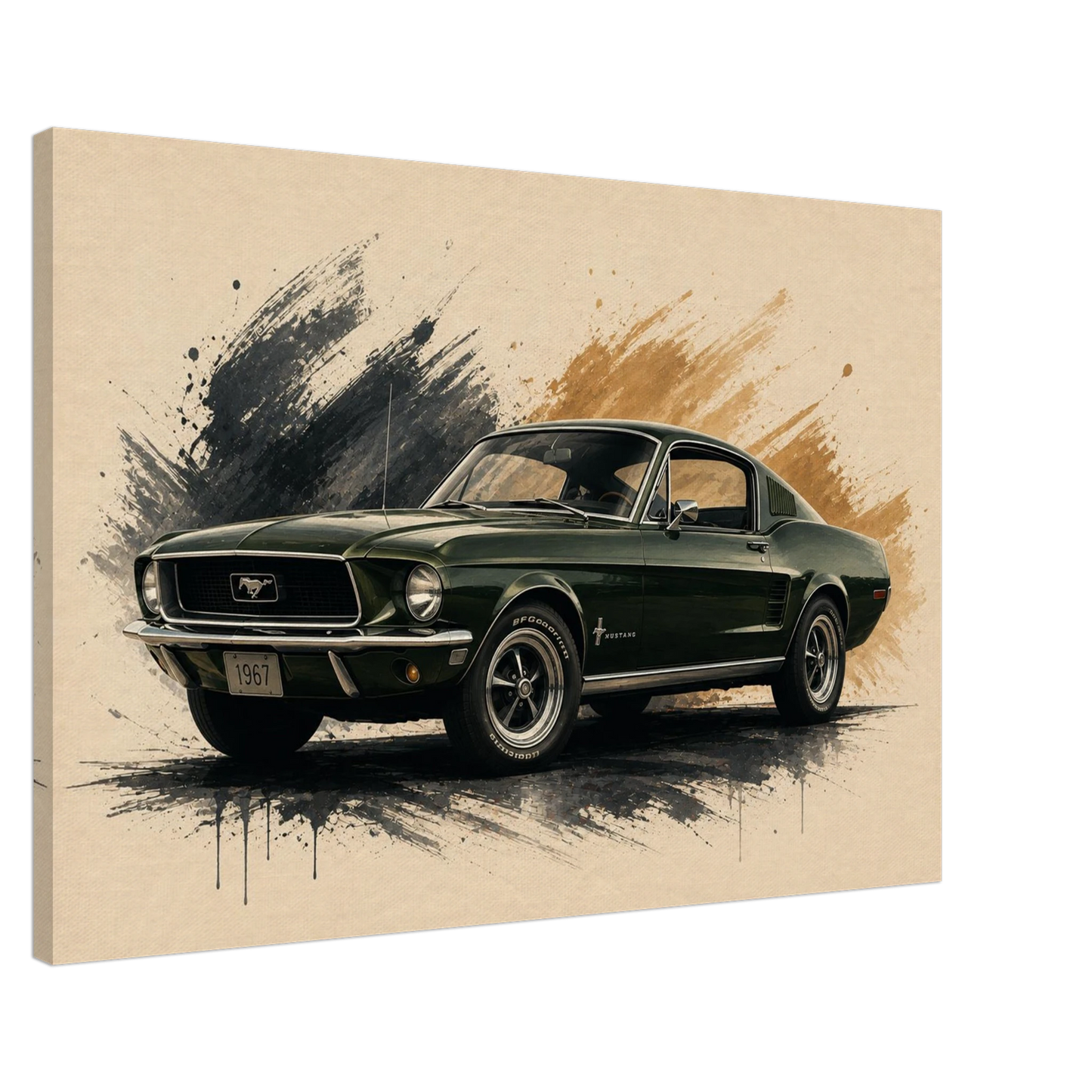 Hunter Fastback forest green classic fastback illustrated automotive canvas artwork