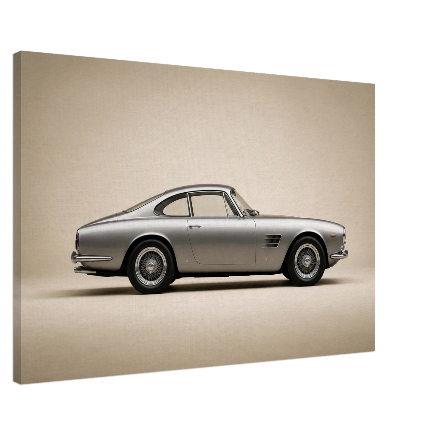 Silverline Profile minimalist silver classic car canvas on a neutral background