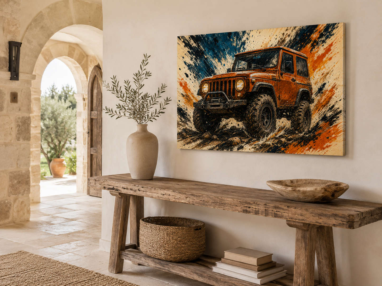 Trail Burst orange off-road canvas art close-up texture