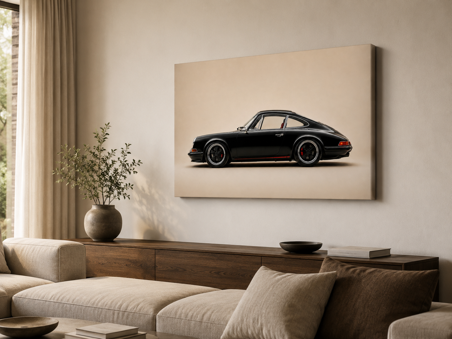 Side view of Blackline Profile slim canvas showing its wrapped edge