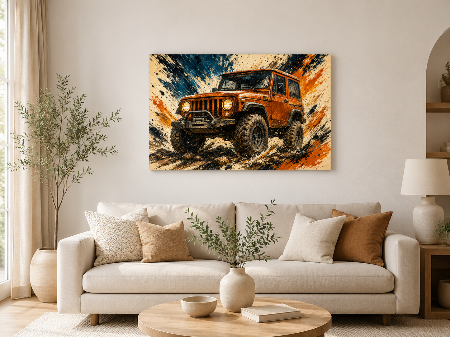 Trail Burst illustrated off-road canvas in a living space