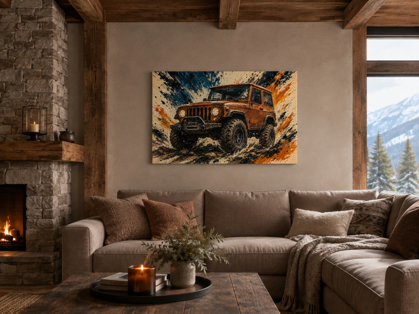 Trail Burst illustrated 4x4 canvas wall art size comparison chart